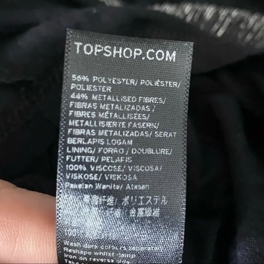 Topshop Black Silver Racerback Tank Top Shimmer Loose Fit Fully Lined Size 4 - Image 8