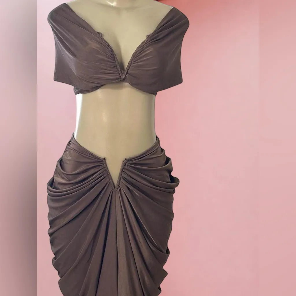 🤎 Brown Ruched Two Piece Set 🤎✨ Size L Size L - Image 2