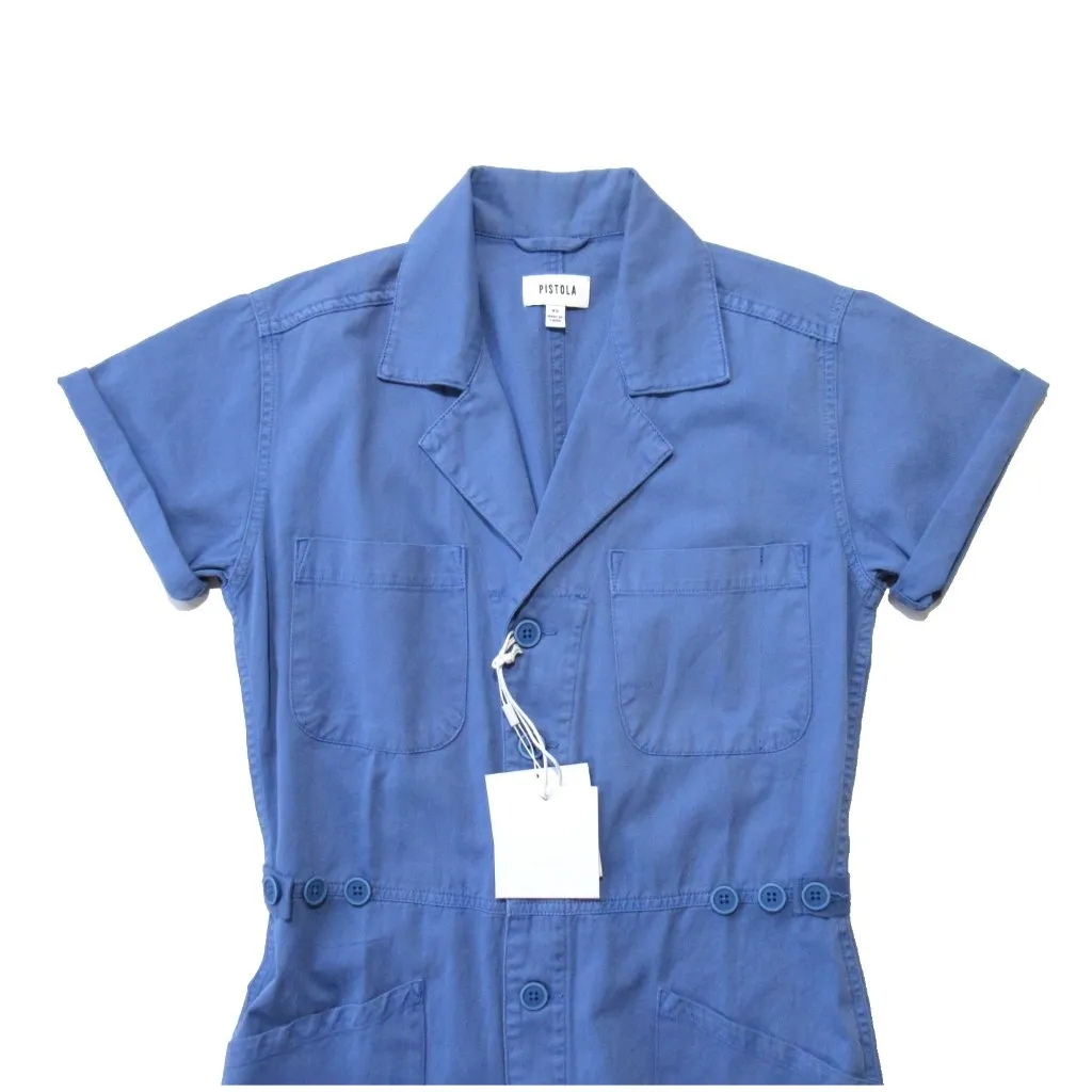 NWT Pistola Grover in Ocean Blue Cotton Relaxed Field Suit Jumpsuit XS - Image 2