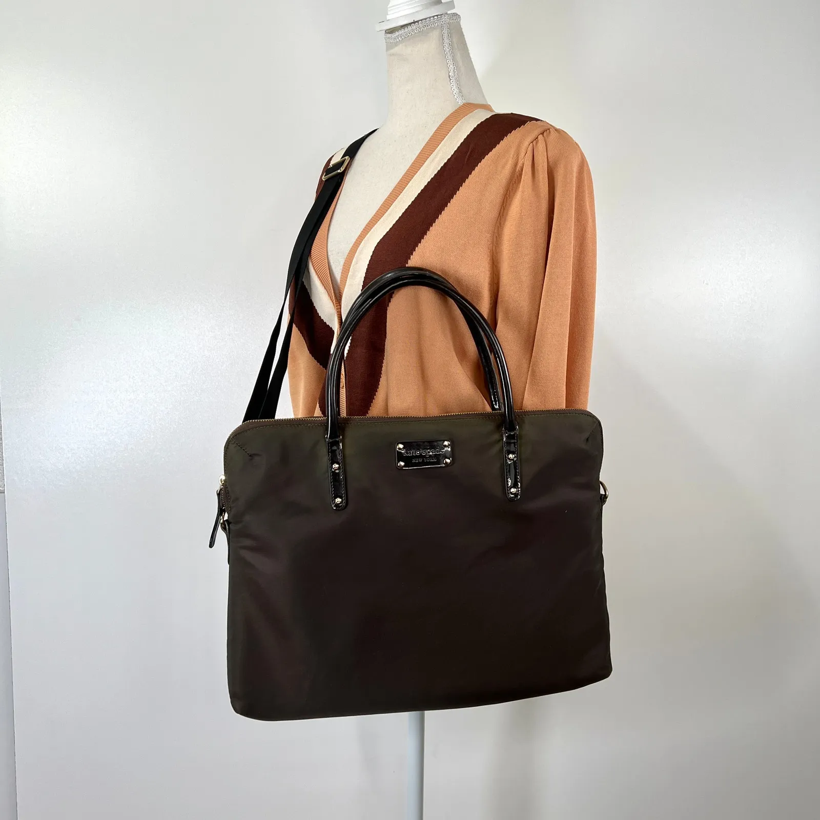Kate Spade Laptop Bag Brown Nylon Messenger - Image 2