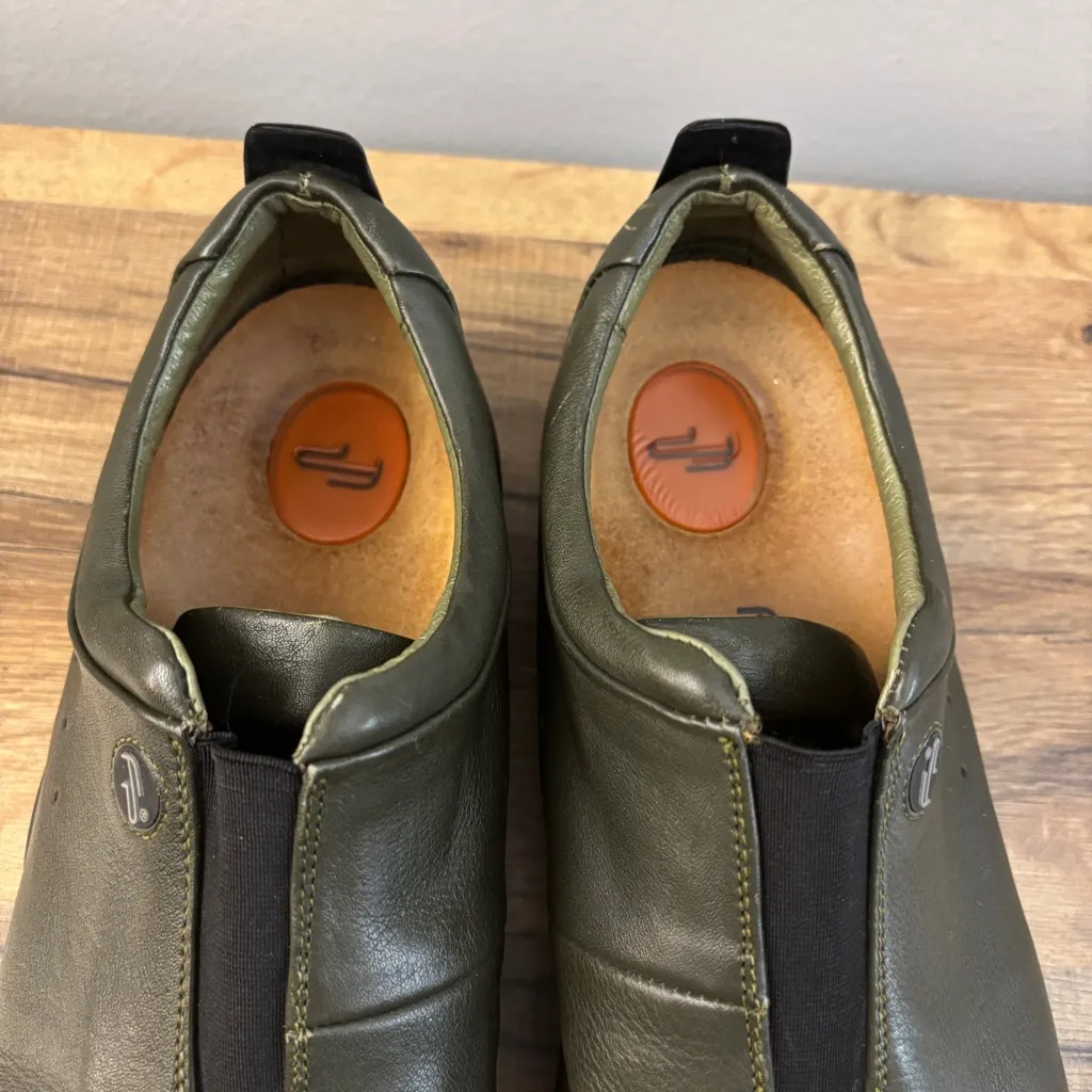 Birkenstock Footprints Leather Slip On Comfort Shoes Loafers Olive Green - Image 6