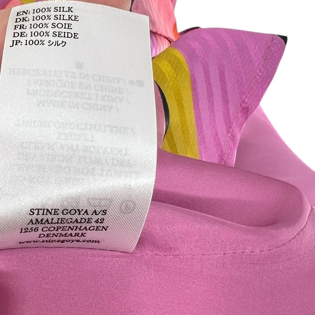 Stine Goya Gianna Dress Slip Midi‎ Striped Silk Colorful Pink Size Small - Image 16