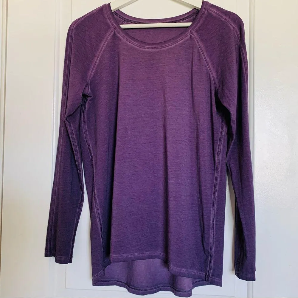 Lululemon Emerald Faded Washed Purple Ink Pima Cotton Long Sleeve Top | Size 8/M - Image 6