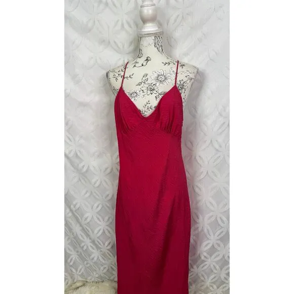 Madewell Layton Midi Slip Dress Rosy Hibiscus Size‎ 12 Pink - Image 5