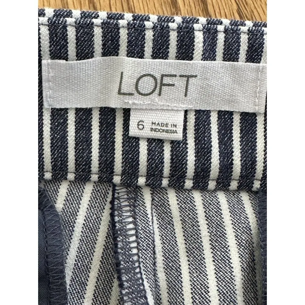 LOFT Women's Blue/White Striped The Riviera Slim Ankle Pants -6 - Image 5