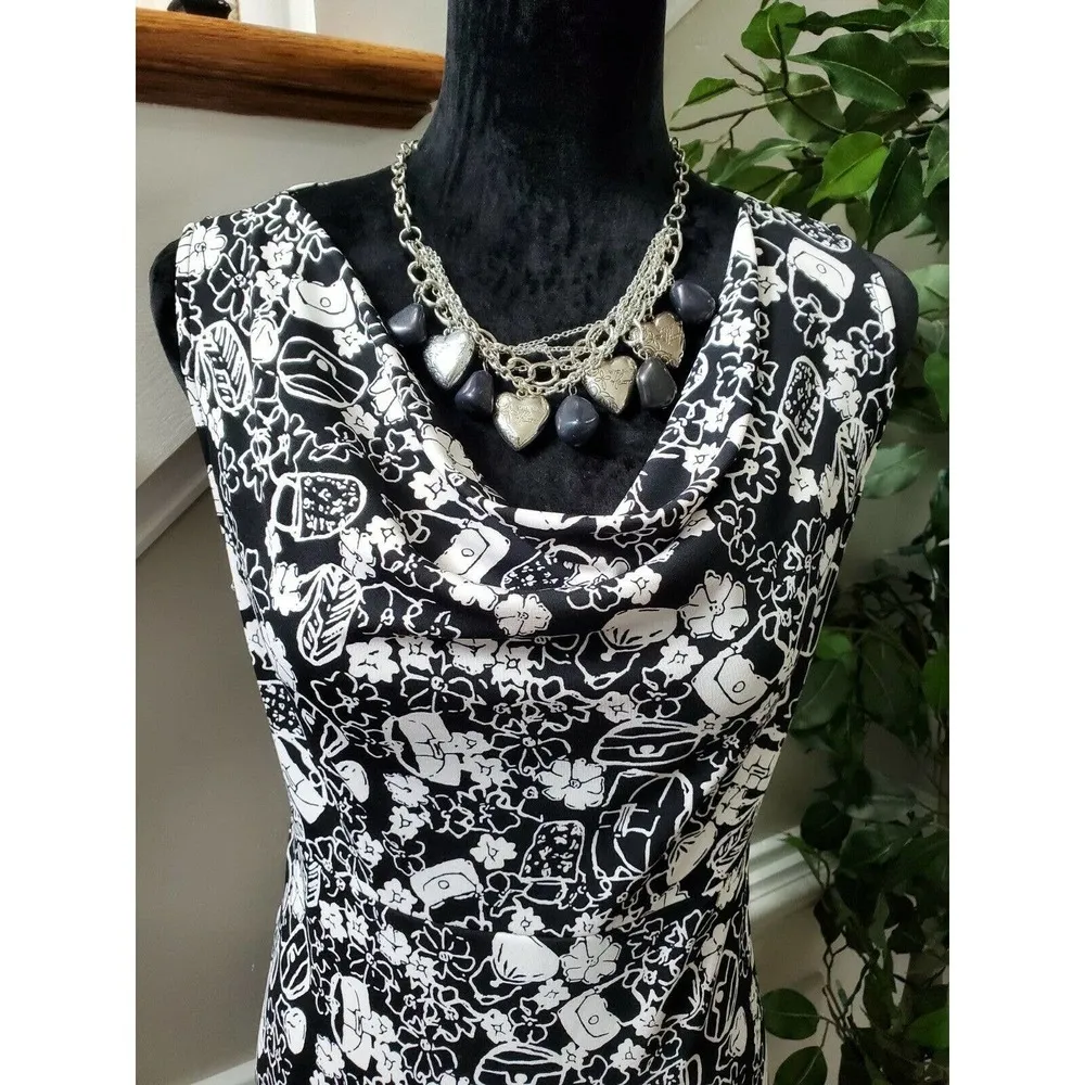 Valerie Stevens Women's Black Polyester Cowl Neck Sleeveless Knee Length Dress S - Image 2