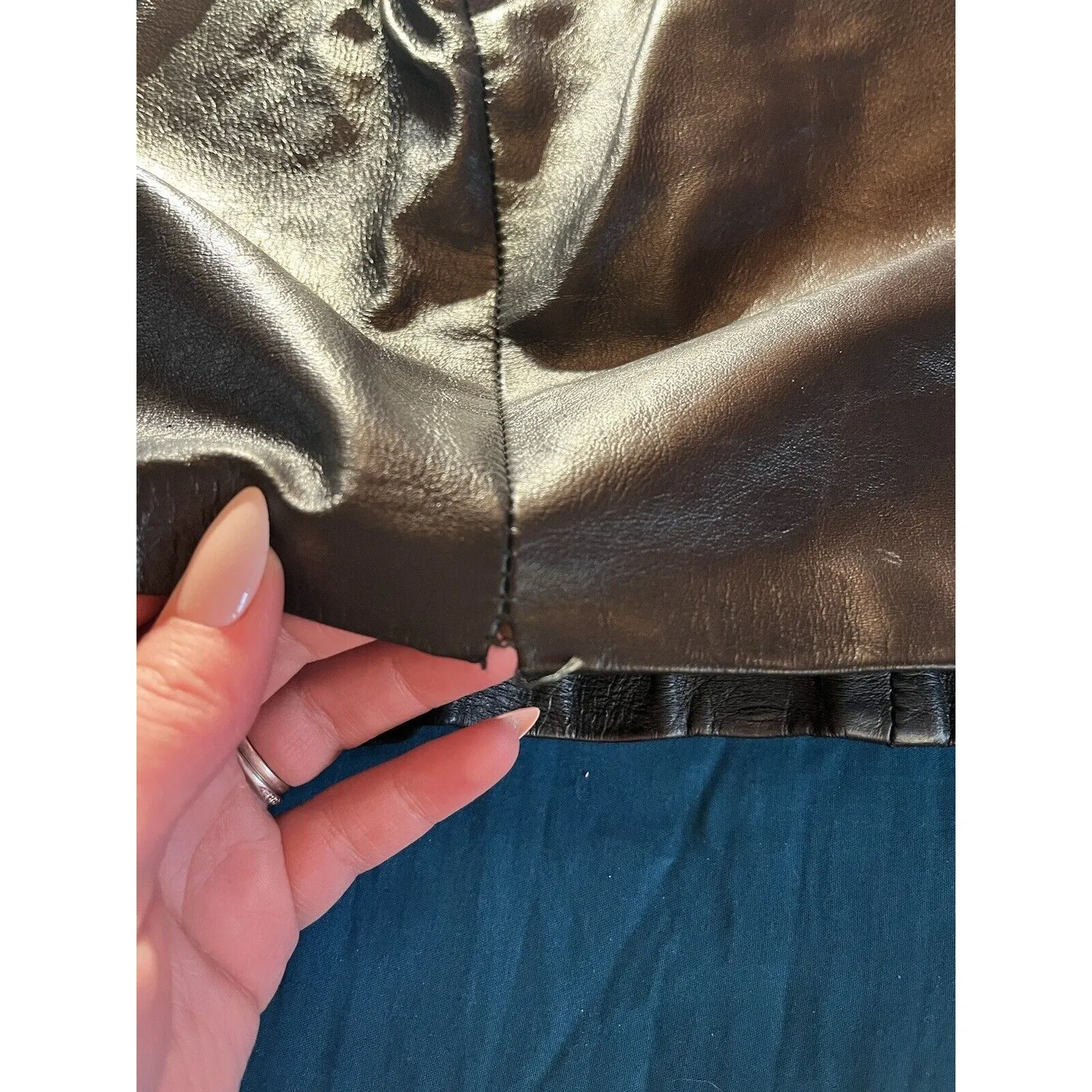 Vintage Wilsons Leather Skirt Womens Sz 4 Black Mini High Rise - Image 6