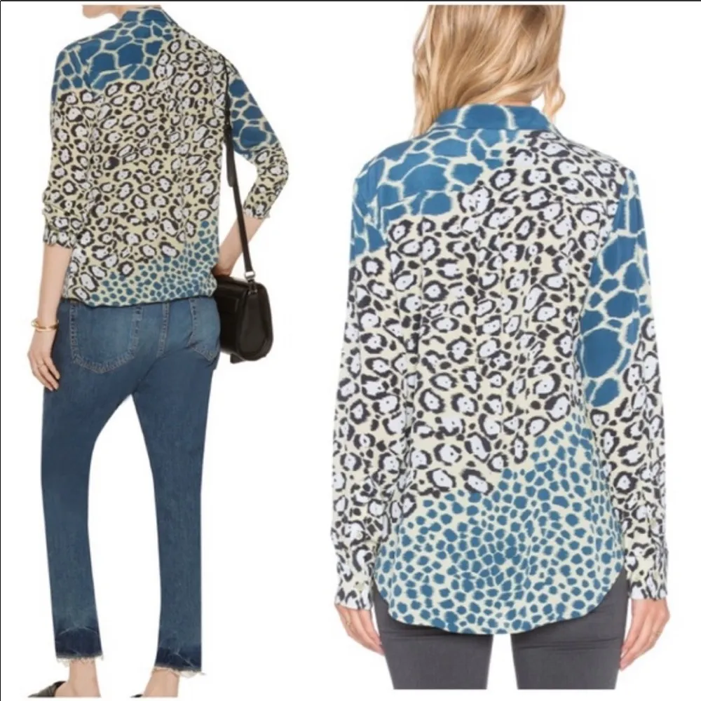 Equipment Femme Cape Town Animal Print Silk Top - Image 3