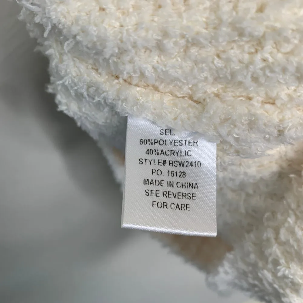 Chenille Romper Short Sleeve Button Front Boutique Cream Sz Small - Image 6