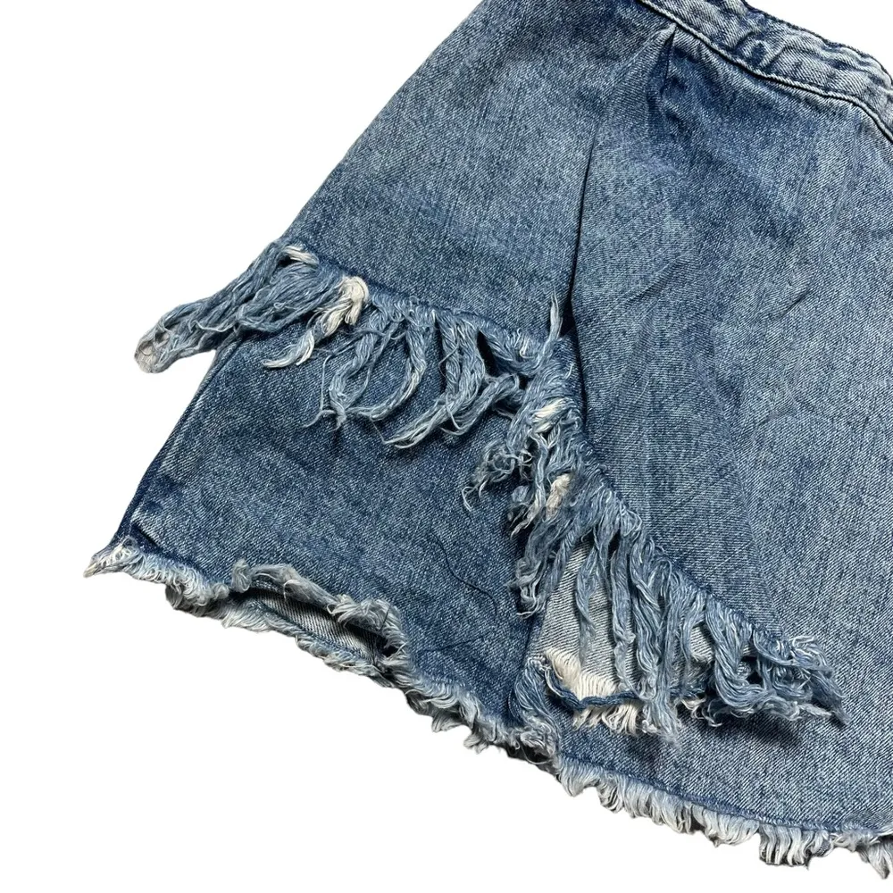 Zara Denim Distressed Mini Skirt S - Image 2