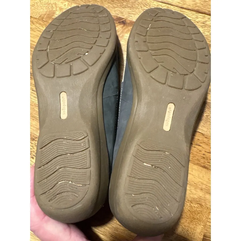 SOFTSPOTS Mary Jane Woven Suede Flats Buckle Blue Cushioned Comfort Size 8.5WW - Image 7