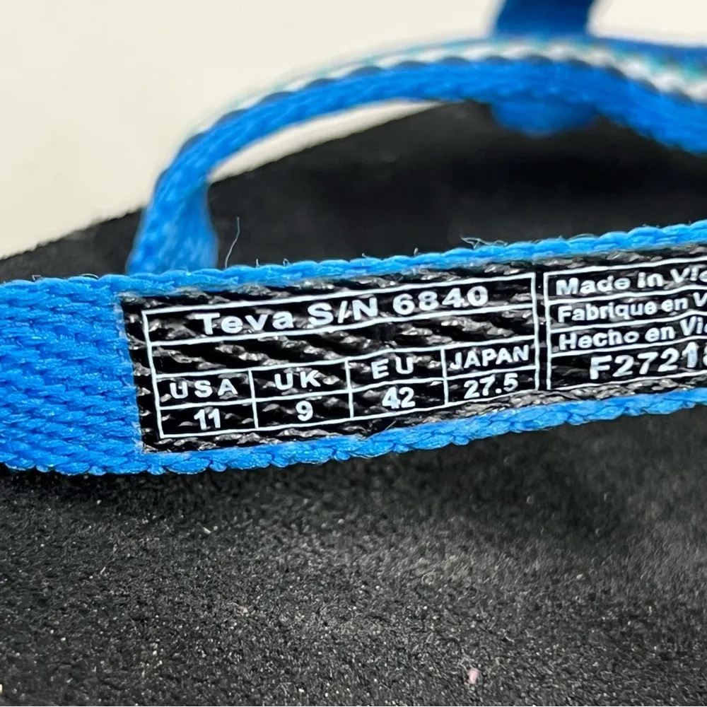 Teva thong Sandals Women's 11 Strappy Flip Flops Teal Blue Flats 6840 - Image 3