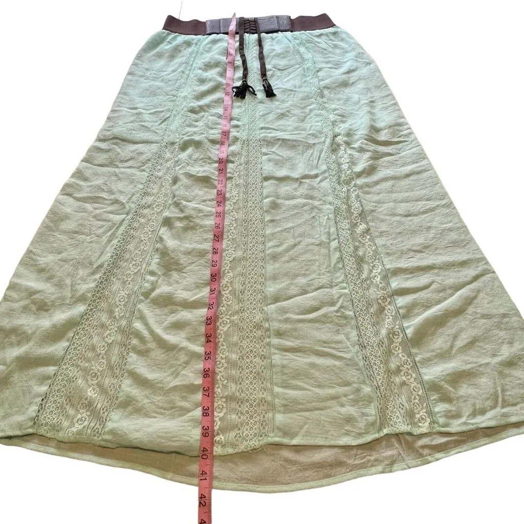 Blue Lace Lined Maxi Skirt‎ Bohemian Western Peasant Cottage Size Measured Size M - Image 3