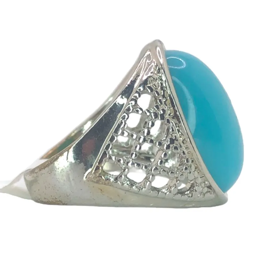 Silver Boho Ring with Light Blue Stone - Image 5