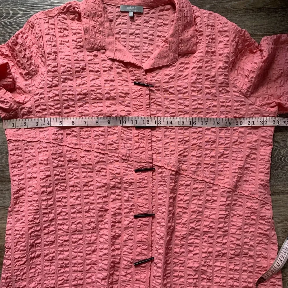 Habitat Pink Asymmetrical Button Down Shirt L - Image 4