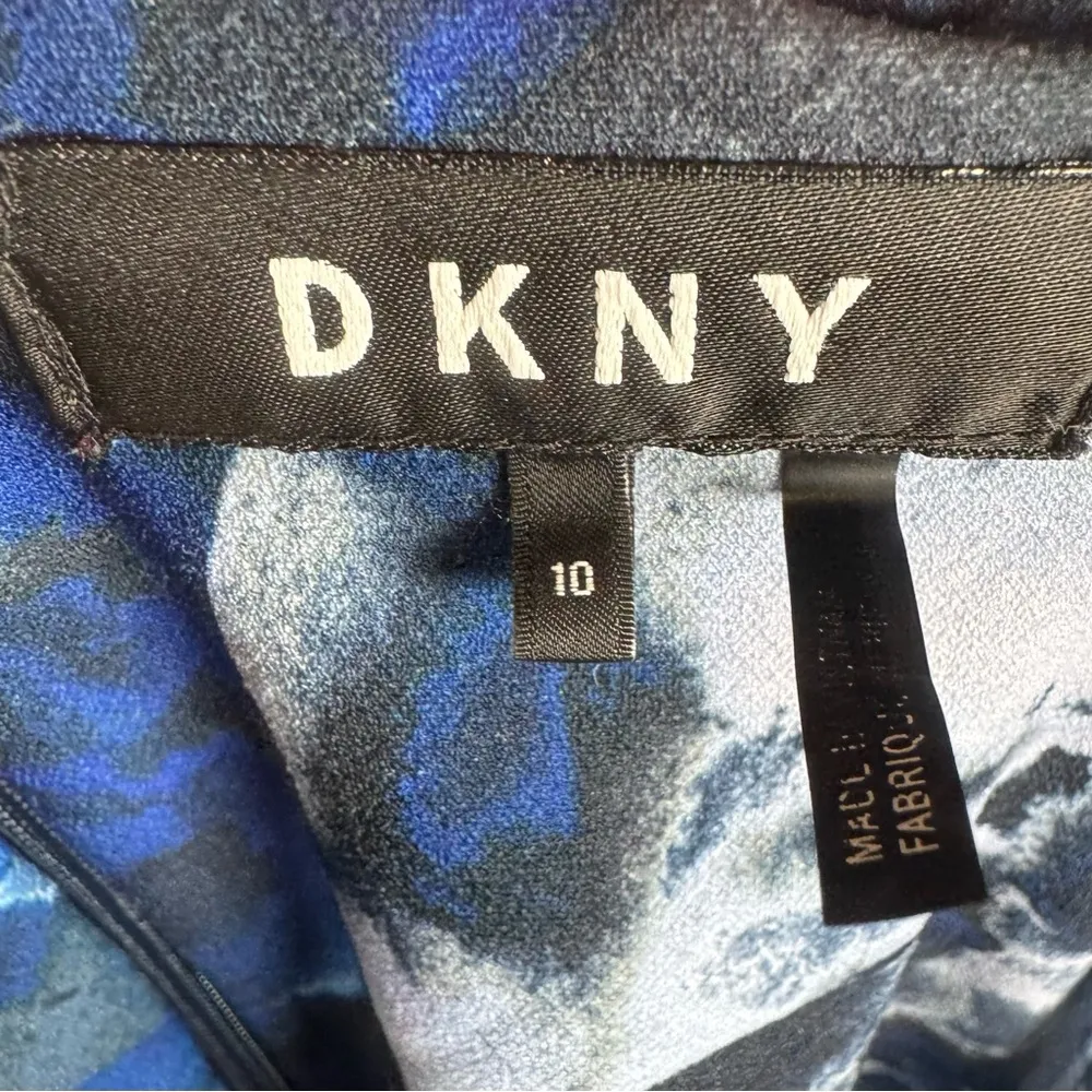 DKNY shades of blue abstract print Aline dress size 10 - Image 4