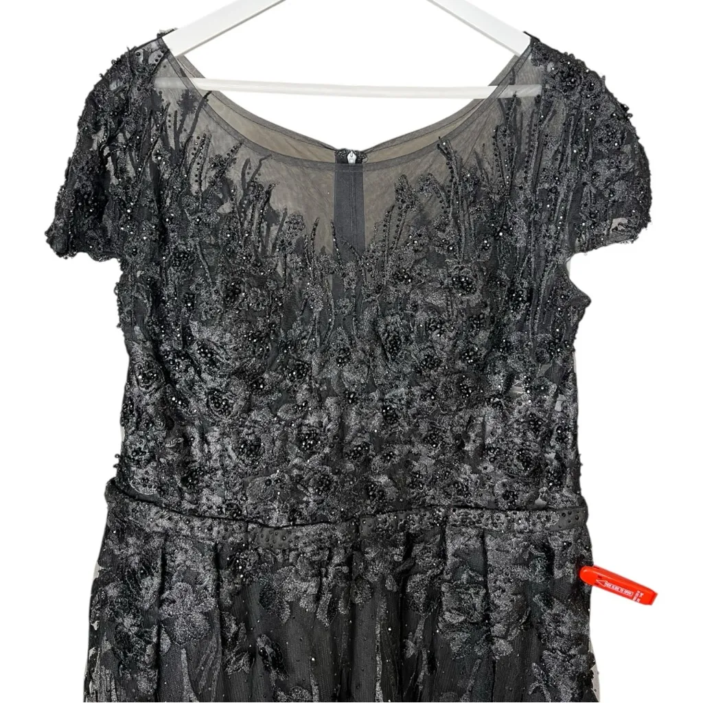 Mac Duggal Black Embellished Cap Sleeve A Line Gown Size 16 Style 20405 NWT - Image 6