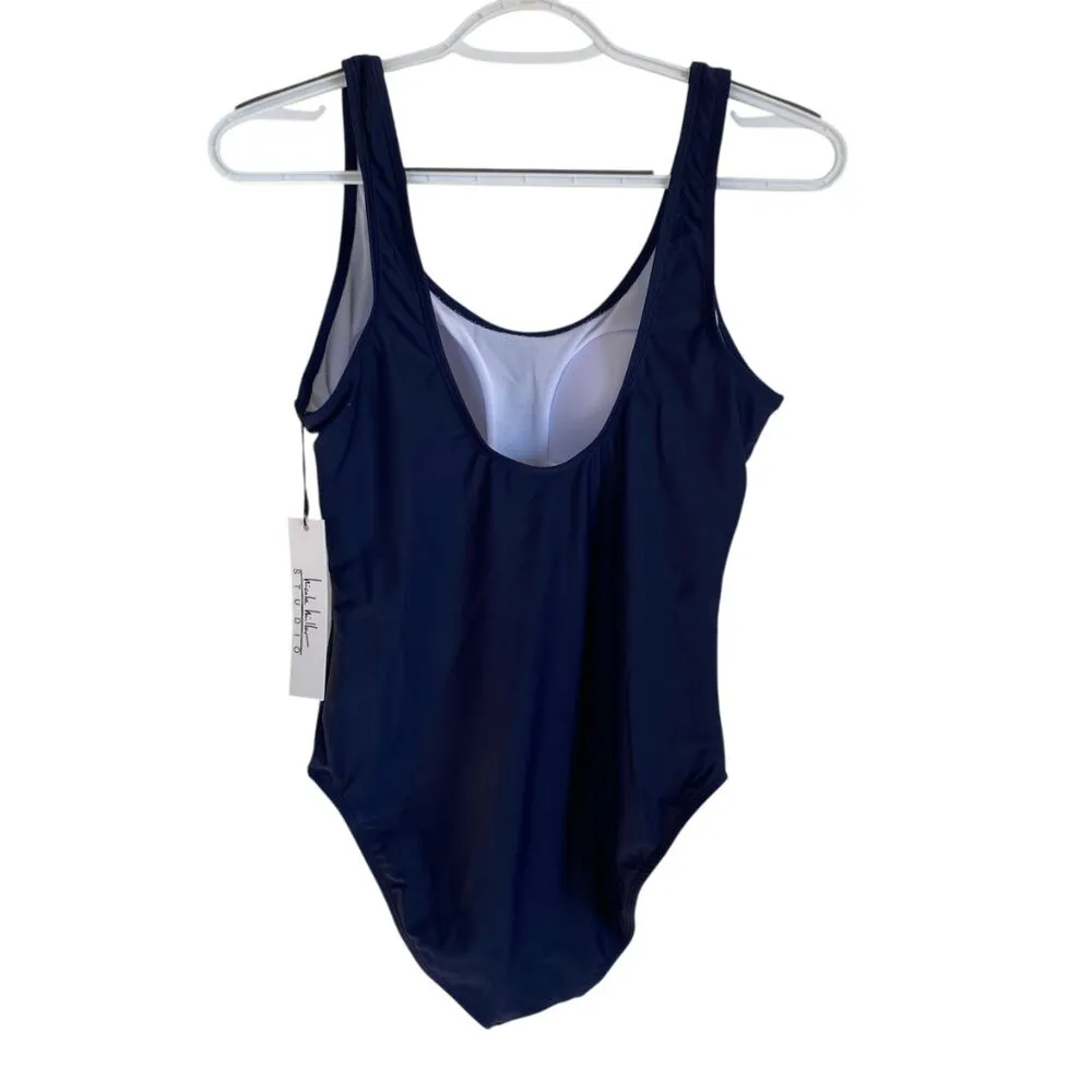Studio womens medium navy blue one-piece swimsuit with scoop back - Image 7