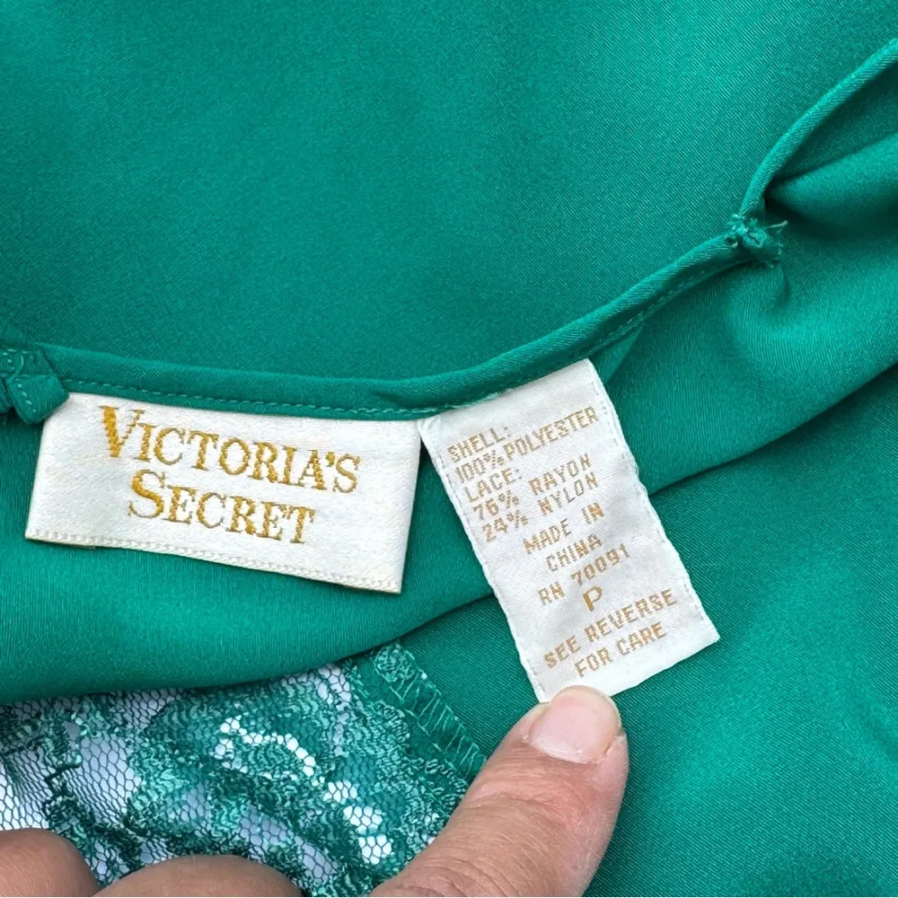 Vintage Gold Label Victoria's Secret Nightie Slip Green Gown         Size XS-S - Image 3