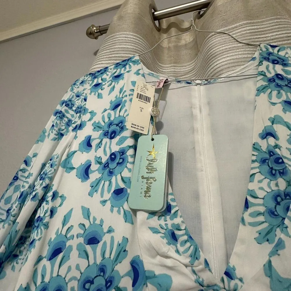 Luli Fama Maxi Dress Sky Blue & White Sz S Small Beach Wear MSRP $208 - Image 4