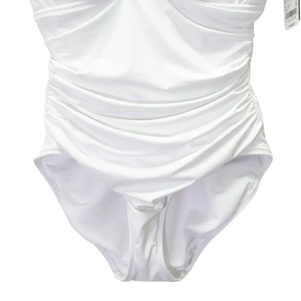 NWT Lauren Ralph Lauren White One Piece Swimsuit Size 16 Shirred Tummy Control - Image 8