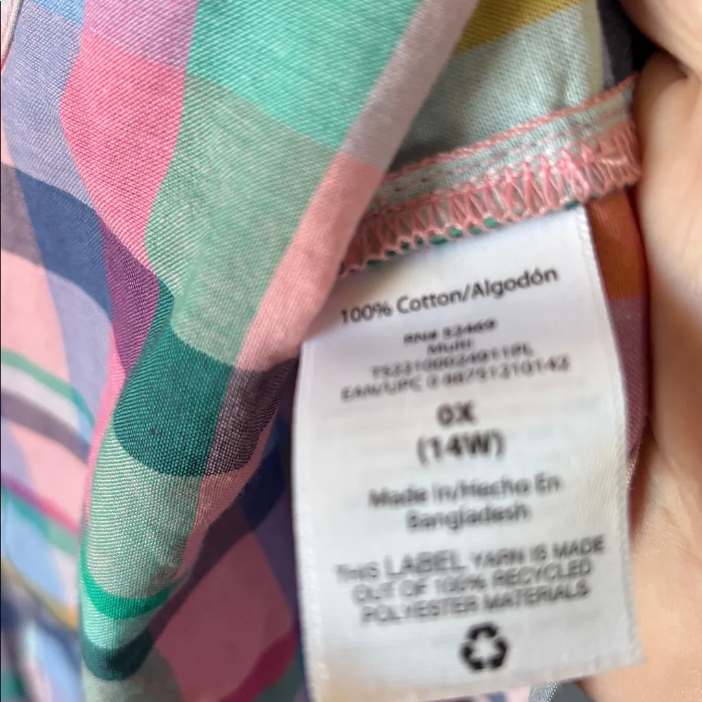Terra & Sky Multicolor Plaid Blouse ox nwt - Image 6