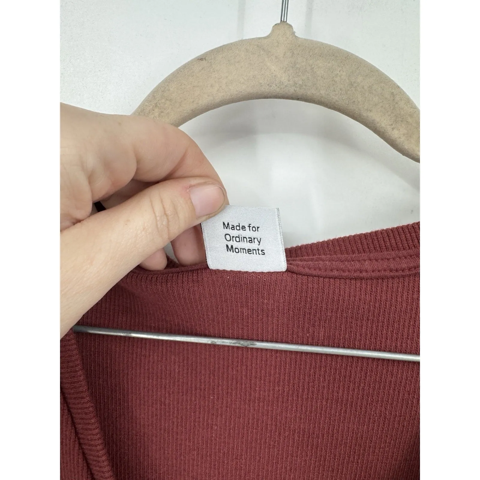 KOTN Deep V Ribbed Dress Women Small Maroon Athleisure Granolagirl Western Indie Red - Image 5