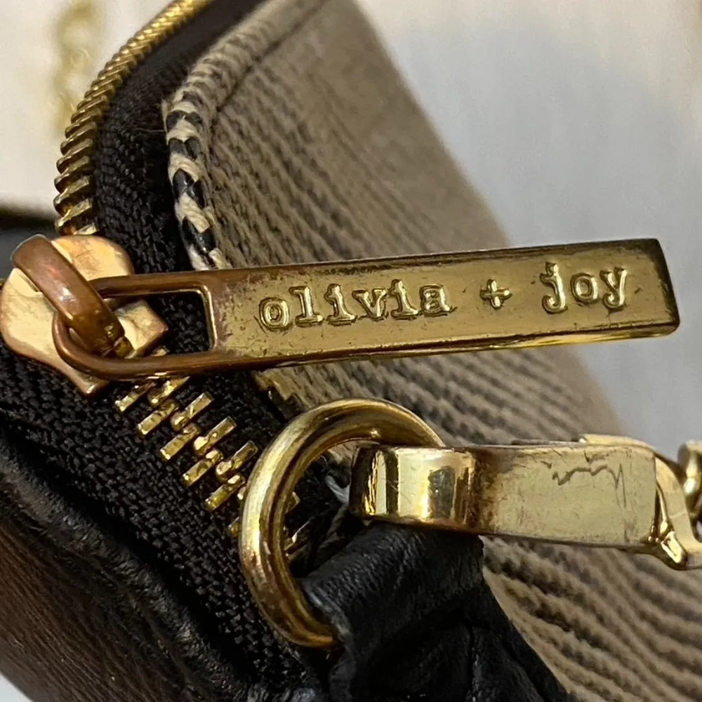 Olivia + Joy Clutch Bag Crossbody Purse Black/Ivory Tweed with Gold Chain Black - Image 7