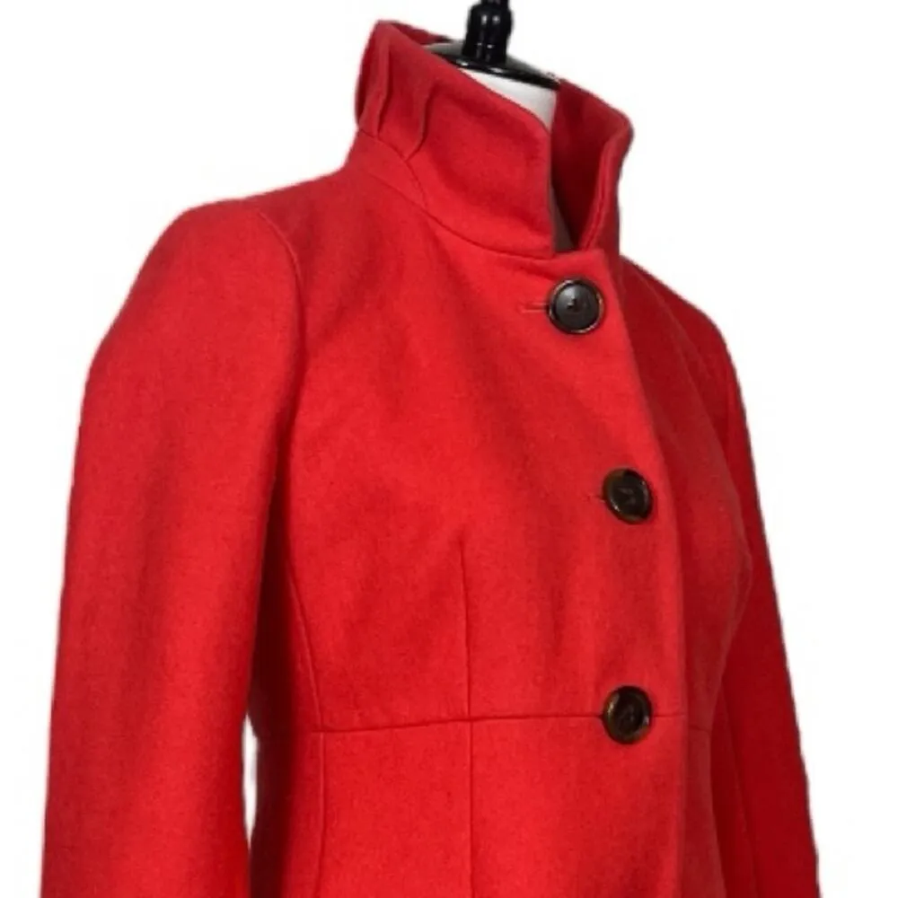 J.Crew Wool Blend Lady Day Coat High Collar A-line Coral Pink Women’s Size 2 - Image 6