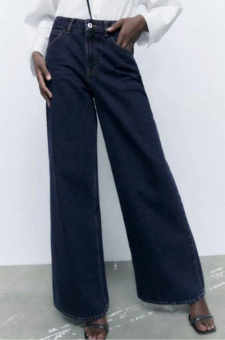 Dark Wash High Rise Wide Leg Jeans - Image 3