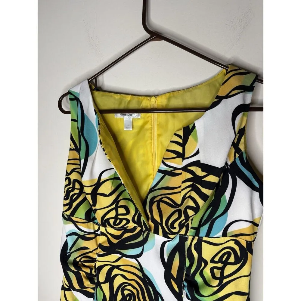 Dressbarn Womens Size 8 Dress Babydoll Floral Stretch Sleeveless Pleated VNeck - Image 2