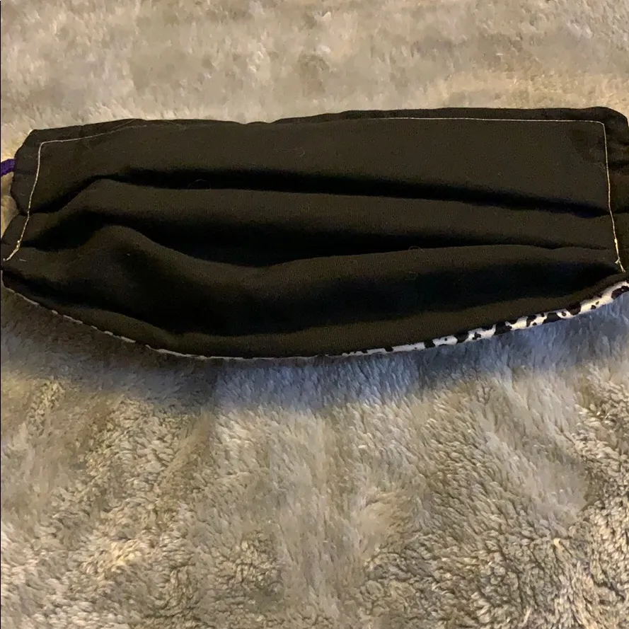 Washable Fabric Face Mask Black White Cow Print - Image 6