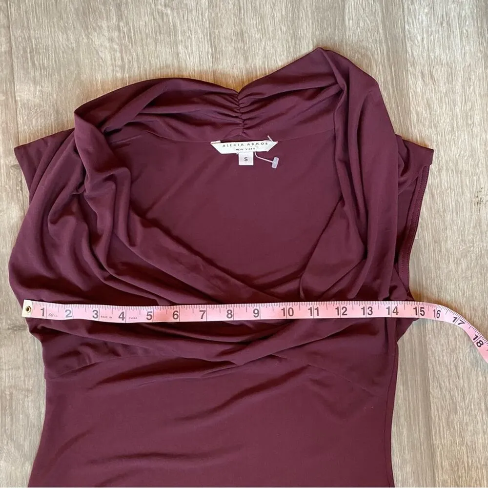 Alexia Admor Cowl Neck Dress Maroon Small - Image 4