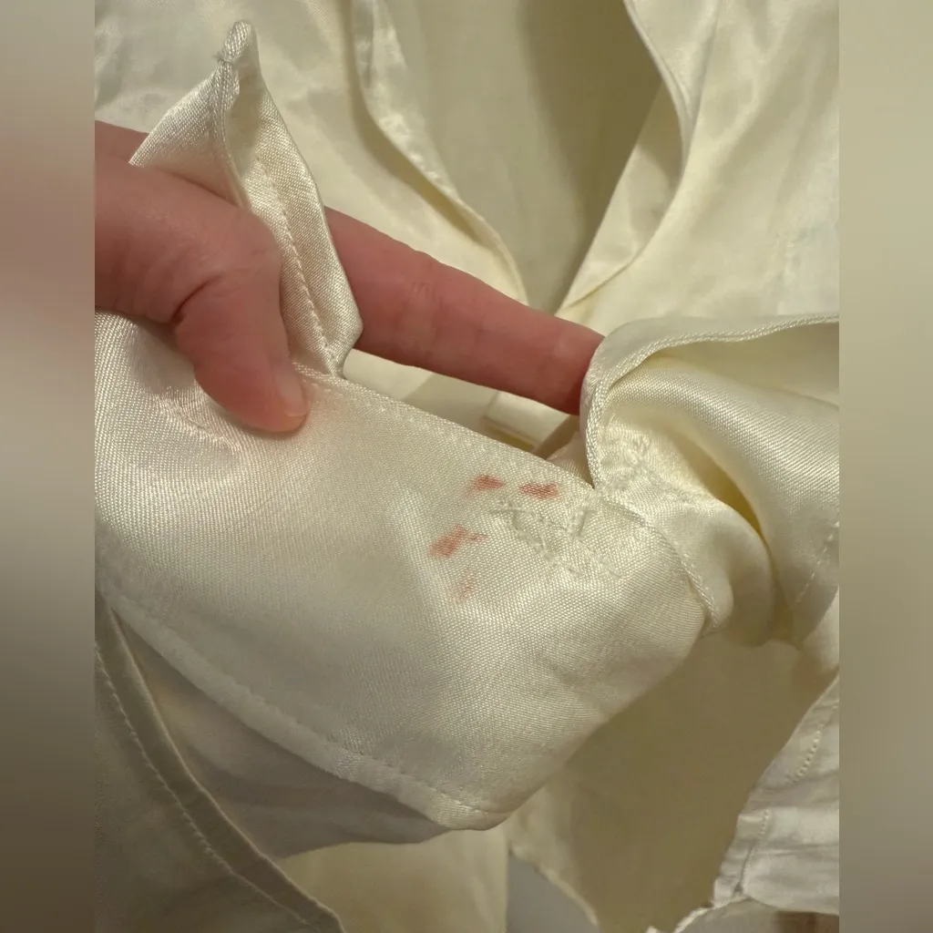 WAYF Ivory Cream Top Blouse Bows Size Small *Flaws* - Image 3