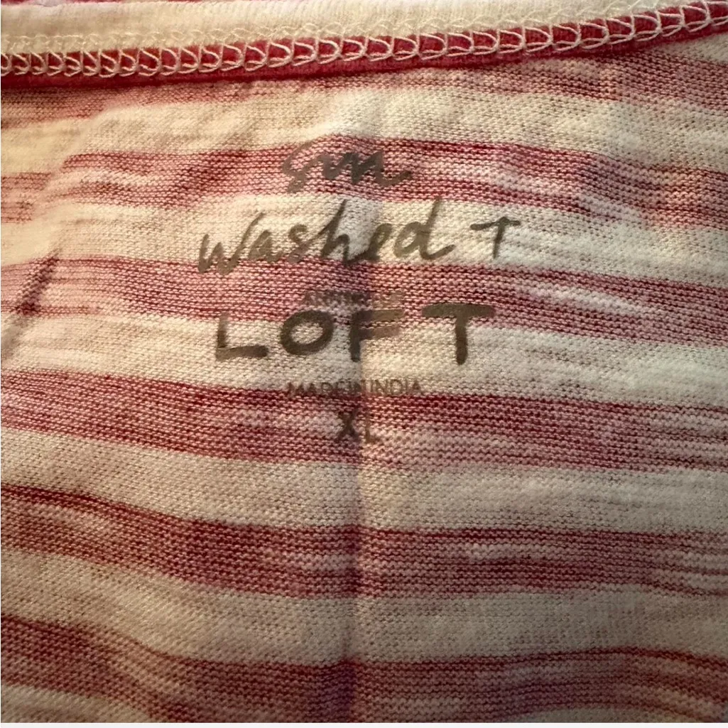 LOFT Pink and White Striped Tank Top - Image 3