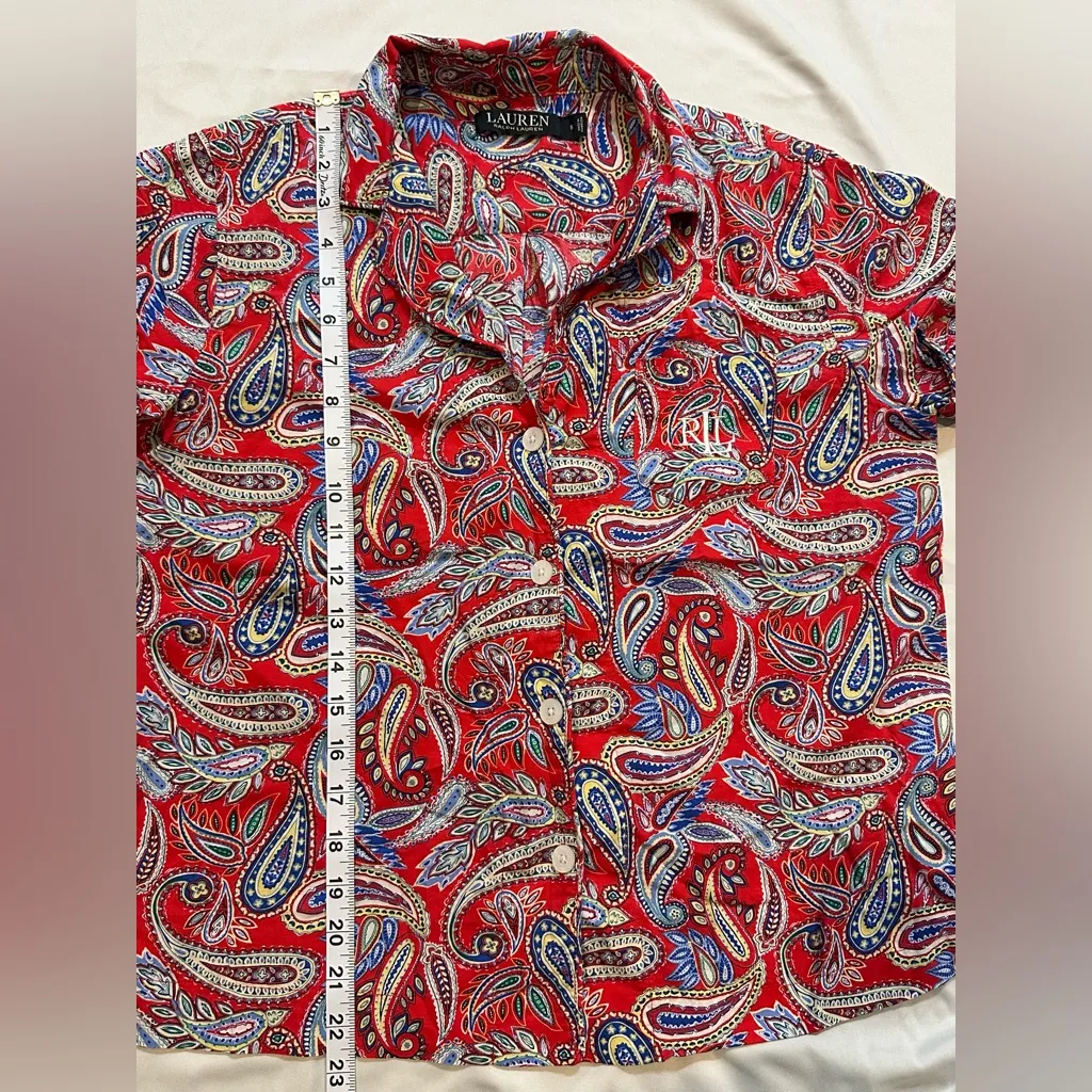 Lauren Ralph Lauren Red and Blue Paisley Pajama Set - Image 5