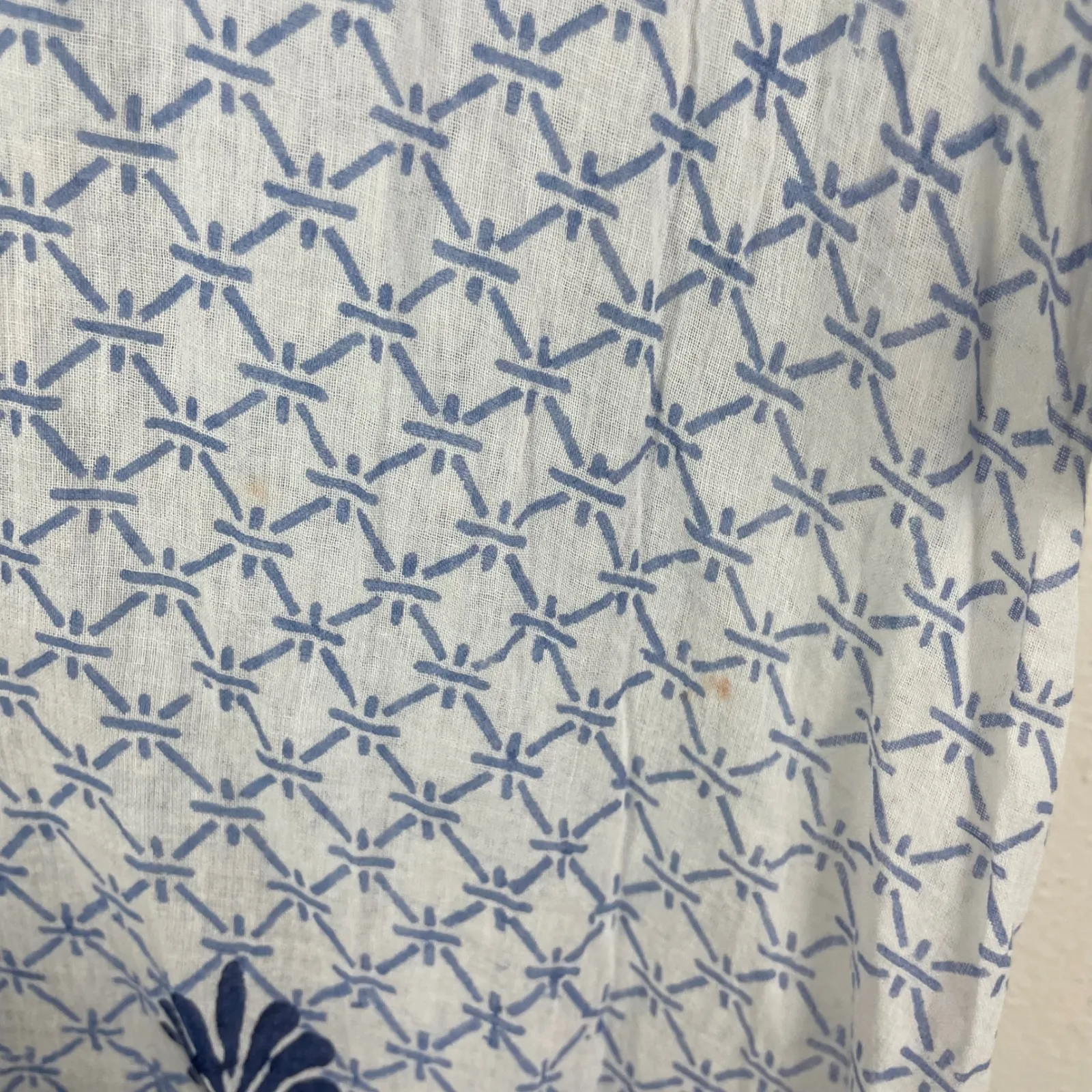 Roller Rabbit Blue White Geometric Tassel Tunic Dress Size M Beach Lightweight - Image 5