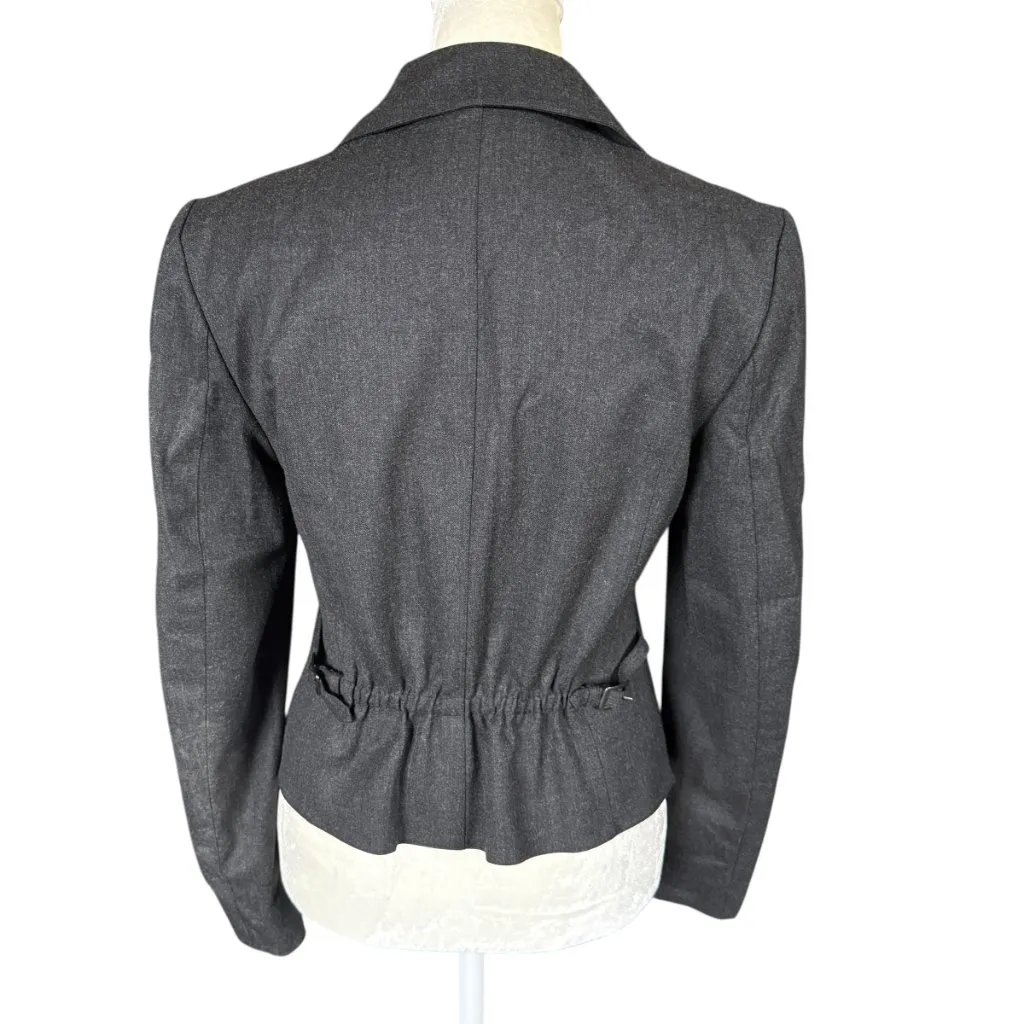 Worth Petite black collared long sleeve button down wool blazer women's size 2P - Image 4