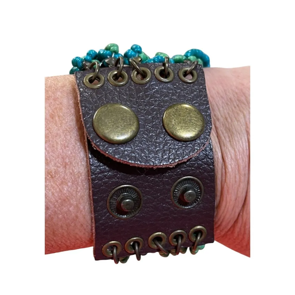 Unbranded Leather & Bead Bracelet Multi - Image 2