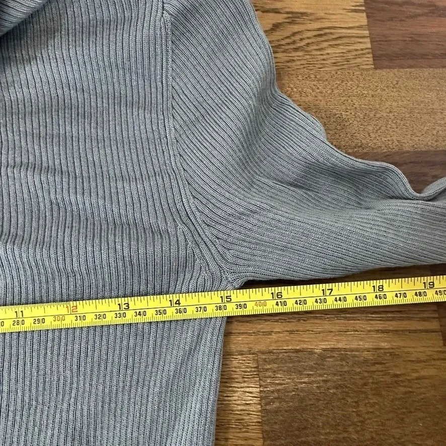 Max Mara Womens Cowl Neck Sweater Small Ribbed Stretchy Solid Gray Long Sleeve - Image 6