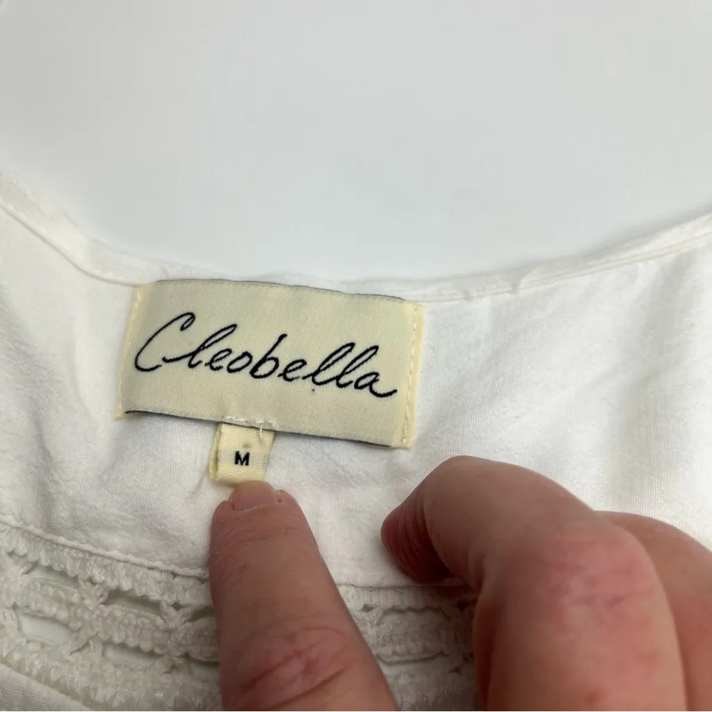 Cleobella Womens White Boho Bohemian Top Size Medium Whimsy Fairy Cottage Blouse - Image 2
