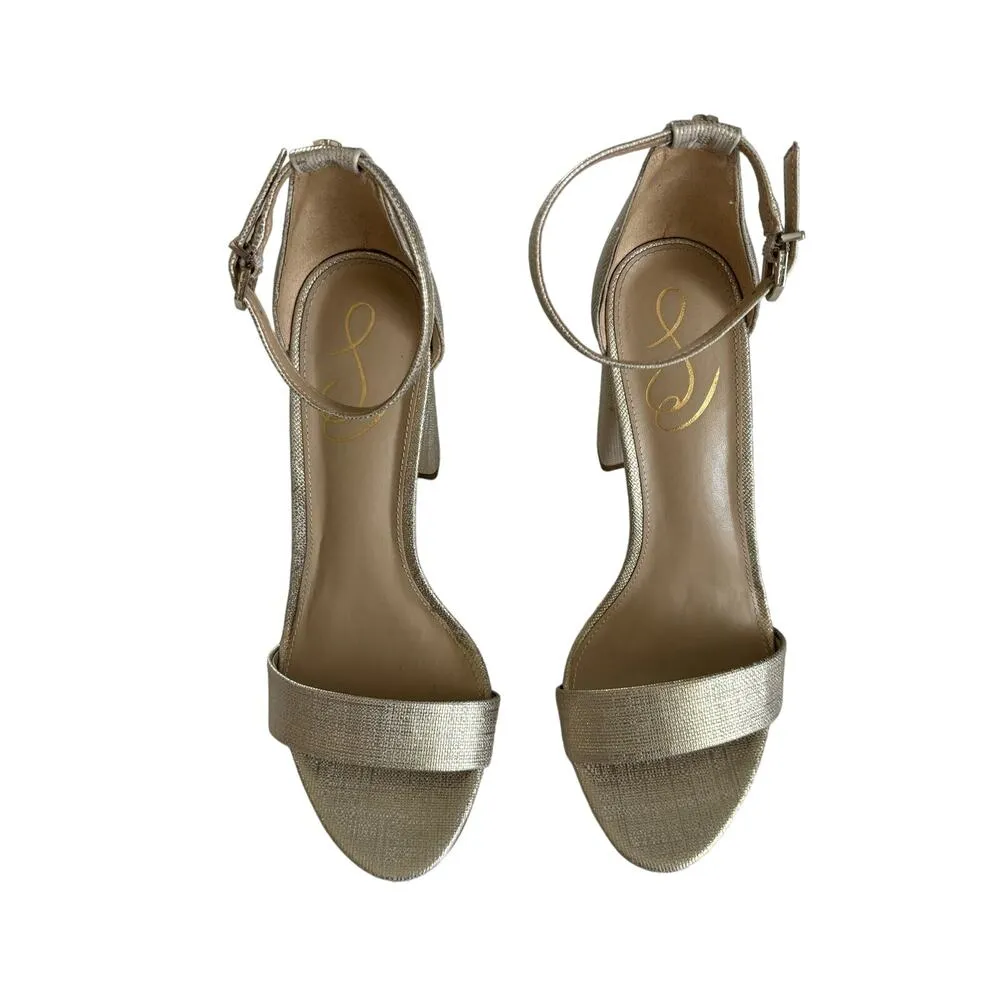 Sam Edelman Yaro Jute Gold Metallic Ankle Strap
Heel Sandals Size 8.5 - Image 2