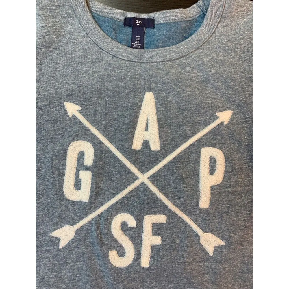Gap San Francisco CA Sweatshirt‎ Women's Medium Blue Pullover Spellout Compass - Image 6