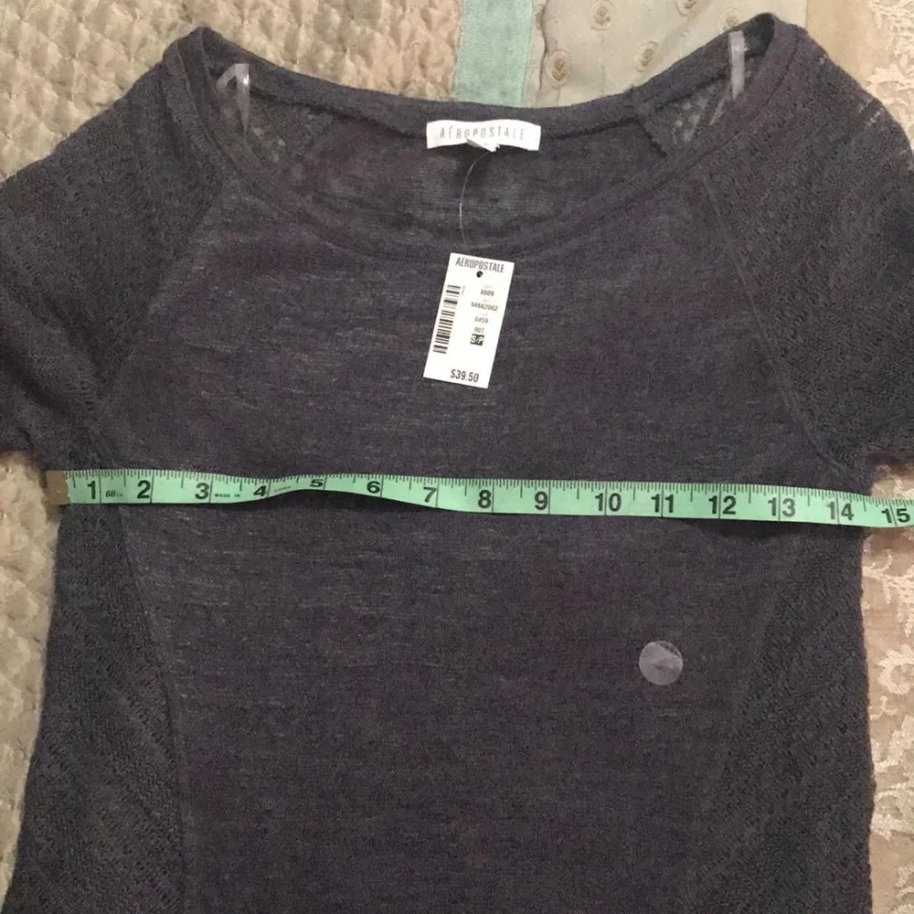 AEROPOSTALE size small women’s pullover high low open knit sweater dark grey NWT - Image 4