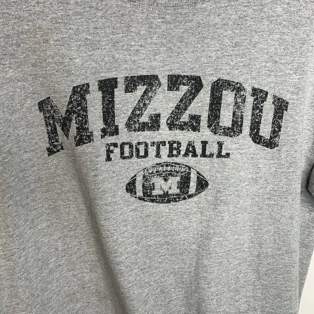 MIZZOU Football T Shirt Sz Large Gray Black Graphic - Image 6