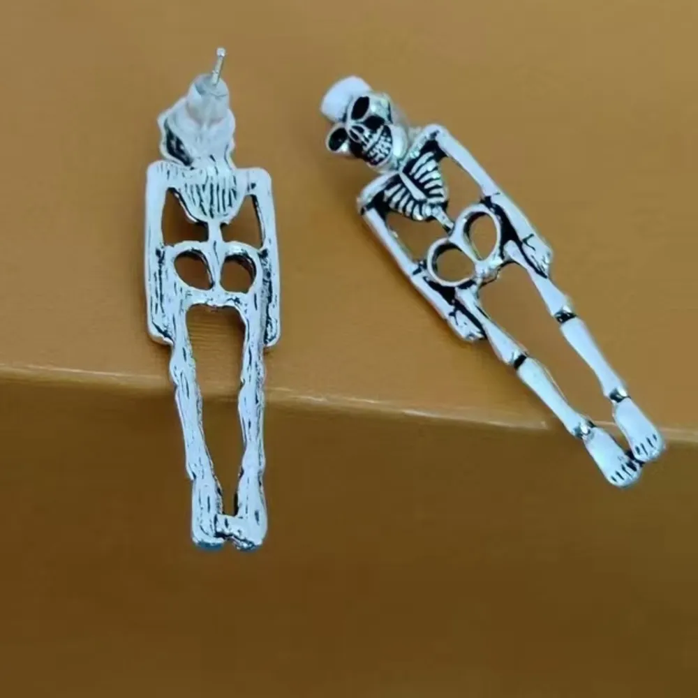 Skeleton Dangling Earrings Silver - Image 2
