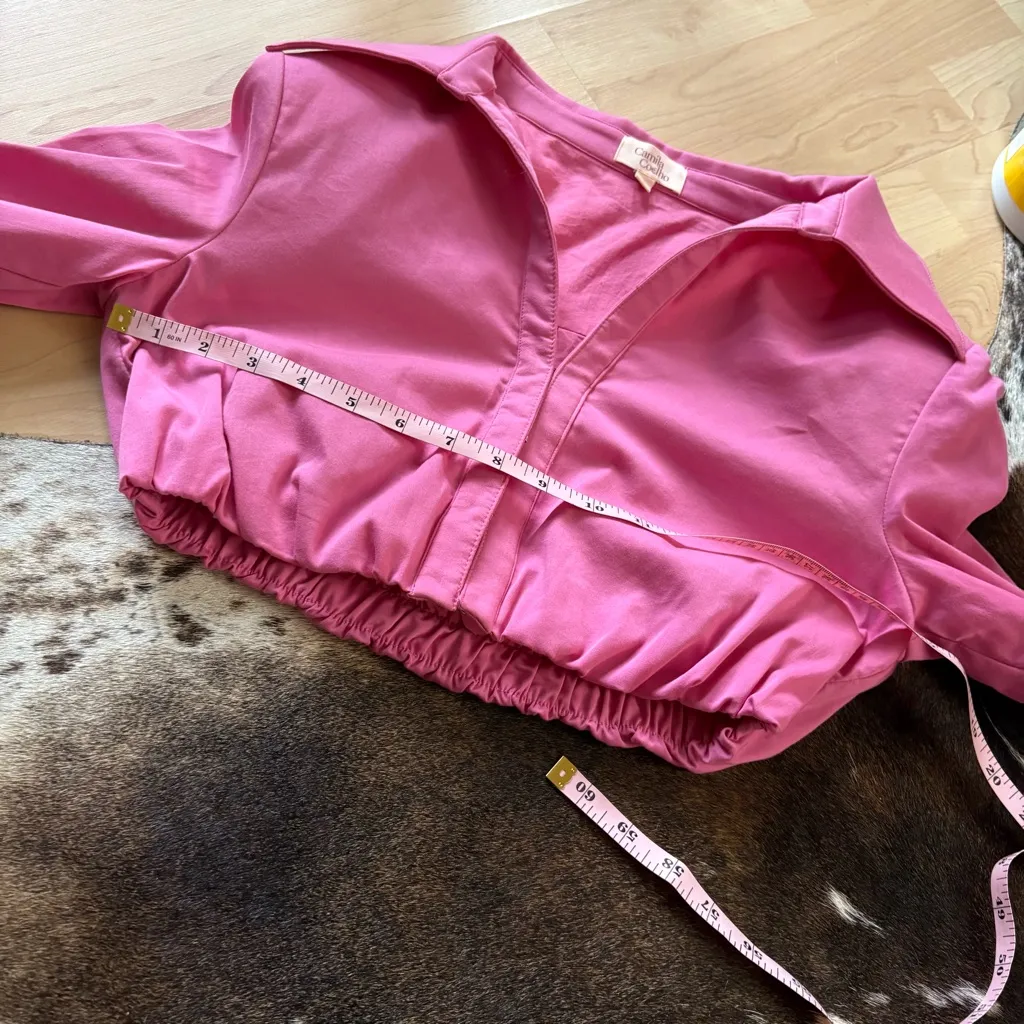 CAMILA COELHO Bardem Crop Top in Hot Pink Long Sleeve Size Small - Image 8