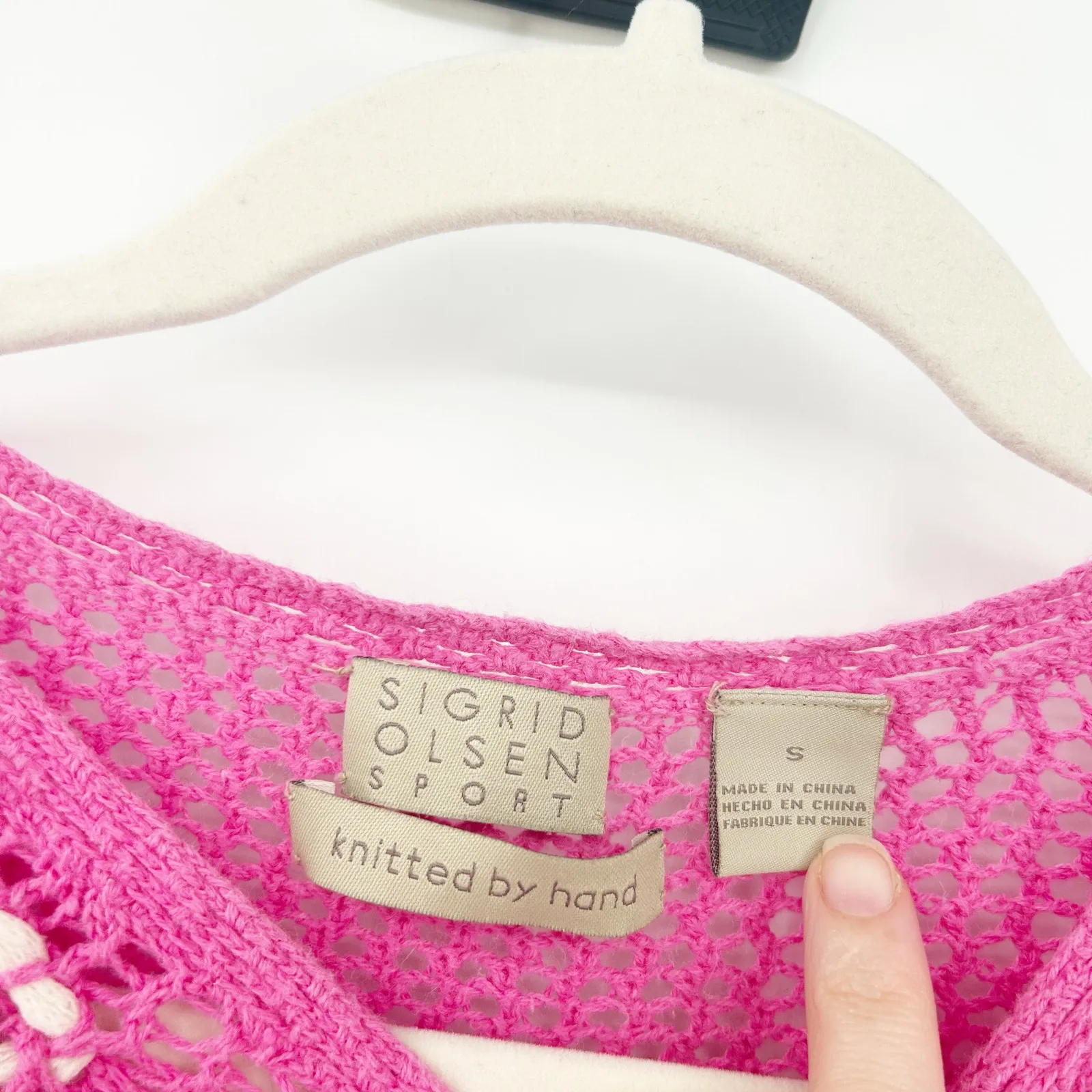 Sigrid Olsen Womens Y2K Boho Cottagecore Linen Blend Floral Hand Knit Sweater S - Image 3