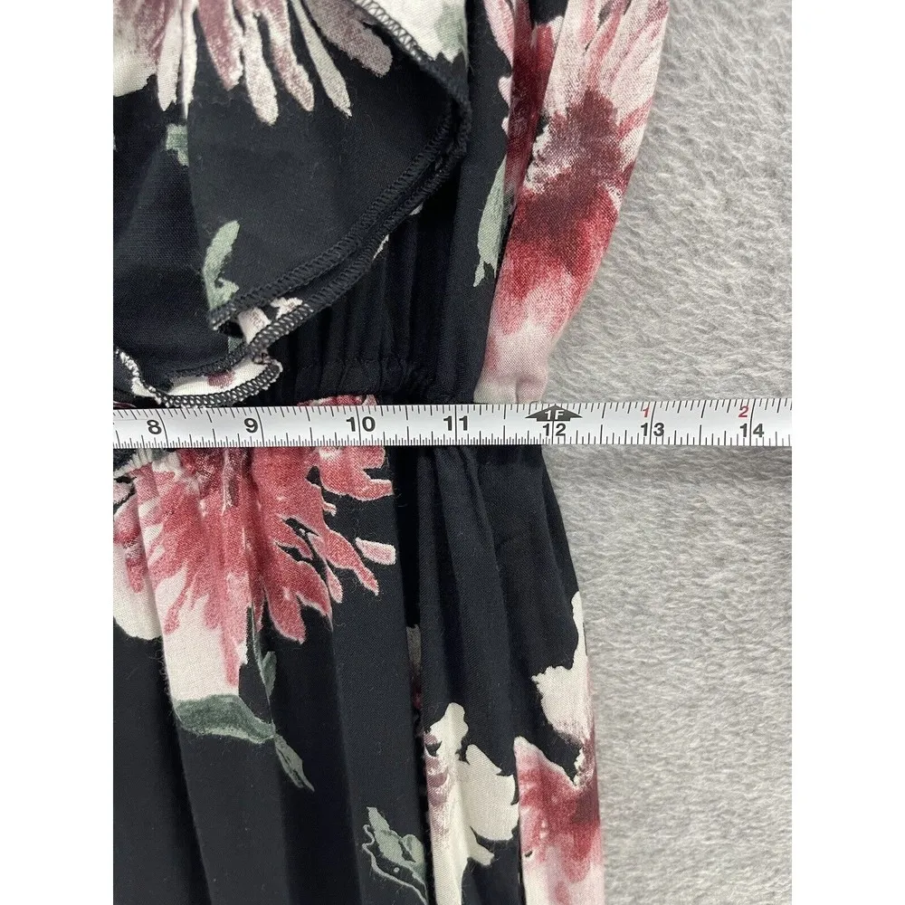 Band of Gypsies Women's Jumpsuit Sleeveless Black Floral Size Medium Surplice - Image 8