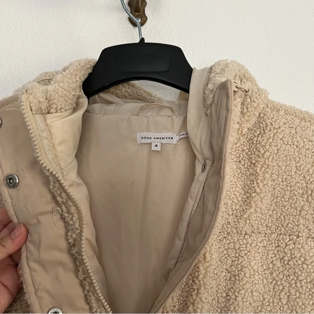 NWT Good American Faux Shearling Cocoon Puffer Jacket in 4 XL - Image 5